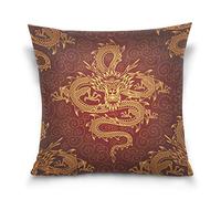 Linomo Throw Pillow Cover 16x16 inch, Chinese Dragon Ethnic Decorative Pillow Cases Cushion Cover for Couch Sofa Bed Home