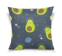 Linomo Throw Pillow Cover 16x16 inch, Cute Cartoon Avocado in Space Decorative Pillow Cases Cushion Cover for Couch Sofa Bed Home