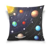 Linomo Throw Pillow Cover 16x16 inch, Educational Outer Space Universe Planet Decorative Pillow Cases Cushion Cover for Couch Sofa Bed Home