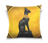 Linomo Throw Pillow Cover 16x16 inch, Egyptian Egypt Bastet Decorative Pillow Cases Cushion Cover for Couch Sofa Bed Home