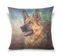 Linomo Throw Pillow Cover 16x16 inch, German Shepherd Dog Decorative Pillow Cases Cushion Cover for Couch Sofa Bed Home