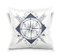 Linomo Throw Pillow Cover 16x16 inch, Nautical Compass Arrows Decorative Pillow Cases Cushion Cover for Couch Sofa Bed Home