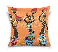 Linomo Throw Pillow Cover 18x18 inch, Ethnic African Woman Decorative Pillow Cases Cushion Cover for Couch Sofa Bed Home