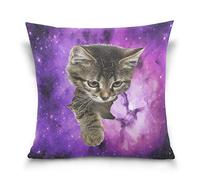 Linomo Throw Pillow Cover 18x18 inch, Galaxy Space Cute Cat Decorative Pillow Cases Cushion Cover for Couch Sofa Bed Home