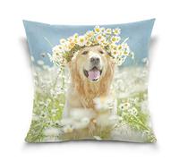 Linomo Throw Pillow Cover 18x18 inch, Golden Retriever Decorative Pillow Cases Cushion Cover for Couch Sofa Bed Home