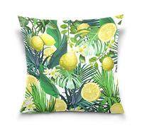 Linomo Throw Pillow Cover 18x18 inch, Tropical Palm Leaves Lemon Decorative Pillow Cases Cushion Cover for Couch Sofa Bed Home