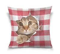 Linomo Throw Pillow Cover 20x20 inch, Cute Animal Cat Decorative Pillow Cases Cushion Cover for Couch Sofa Bed Home
