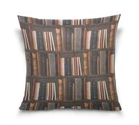 Linomo Throw Pillow Cover 20x20 inch, Vintage Book Bookshelf Decorative Pillow Cases Cushion Cover for Couch Sofa Bed Home