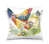 Linomo Throw Pillow Cover 20x20 inch, Vintage Chicken Rooster Decorative Pillow Cases Cushion Cover for Couch Sofa Bed Home