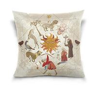 Linomo Throw Pillow Cover 20x20 inch, Vintage Medieval Alchemy Decorative Pillow Cases Cushion Cover for Couch Sofa Bed Home