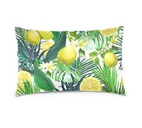 Linomo Throw Pillow Cover 20x30 inch, Tropical Palm Leaves Flower Lemon Decorative Pillow Cases Cushion Cover for Couch Sofa Bed Home