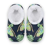 linomo Tropical Palm Leaves Lizard Chameleon Slippers for Women, Womens House Slippers Indoor Slipper Socks House Shoes Bedroom Socks Shoe Multicolor