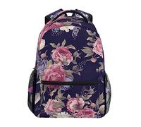 Linomo Vintage Flower Floral Backpack Daypacks Bookbag Camping Hiking Travel School Shoulder Bag for Kids Boys Girls Men Women