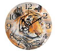 linomo Vintage Tiger Wall Clock Decor, Silent Non Ticking Round Clock Quiet for Kitchen Living Room Bedroom Bathroom Office