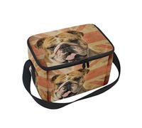 linomo Vintage UK Flag Dog French Bulldog Lunch Box Insulated Lunch Bag, Cooler Lunchbox Lunch Tote Bag Handbag Reusable Bag for Kids Women Men