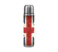 Linomo Vintage UK Flag Union Jack English England Stainless Steel Water Bottle,Insulated Leak Proof Double Vacuum Bottle for Sport Travel Camping Office 17 Oz