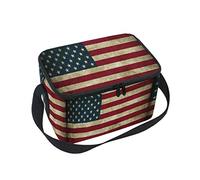 linomo Vintage USA American Flag Lunch Box Insulated Lunch Bag, Cooler Lunchbox Lunch Tote Bag Handbag Reusable Bag for Kids Women Men