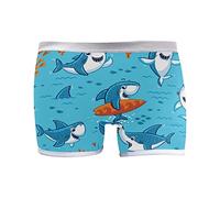 Linomo Women's Boxer Briefs Panties Cute Shark Pattern Underwear Boyshort Boxers Shorts for Women Girls Multicolor