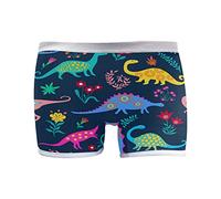 Linomo Women's Boxer Briefs Panties Flower Dinosaur Colorful Underwear Boyshort Boxers Shorts for Women Girls Multicolor