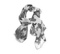 linomo Women's Chiffon Silk Large Scarf Camouflage Gray Camo Long Shawl Wrap Silk Like Scarf
