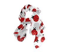 linomo Women's Chiffon Silk Large Scarf Cute Ladybug Ladybird Pattern Long Shawl Wrap Silk Like Scarf