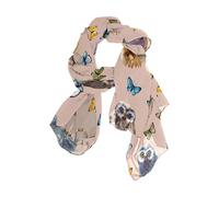 linomo Women's Chiffon Silk Large Scarf Cute Owl Butterfly Long Shawl Wrap Silk Like Scarf