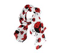 linomo Women's Chiffon Silk Large Scarf Ladybug Ladybird Pattern Long Shawl Wrap Silk Like Scarf