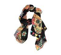 linomo Women's Chiffon Silk Large Scarf Mexican Sugar Skull Long Shawl Wrap Silk Like Scarf