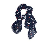 linomo Women's Chiffon Silk Large Scarf Nautical Anchor Love Heart Long Shawl Wrap Silk Like Scarf