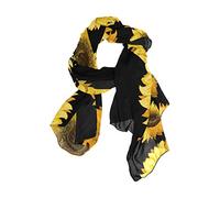 linomo Women's Chiffon Silk Large Scarf Sunflower Flower Long Shawl Wrap Silk Like Scarf