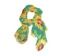 linomo Women's Chiffon Silk Large Scarf Vintage Sunflower Pattern Long Shawl Wrap Silk Like Scarf