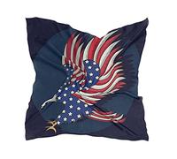linomo Women's Chiffon Silk Scarf American Flag Eagle Square Shawl Wrap Silk Like Scarf