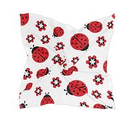 linomo Women's Chiffon Silk Scarf Cute Ladybird Ladybug Pattern Square Shawl Wrap Silk Like Scarf