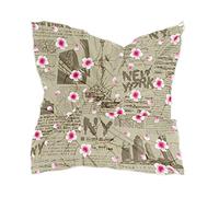 linomo Women's Chiffon Silk Scarf New York Cherry Blossom Square Shawl Wrap Silk Like Scarf