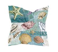 linomo Women's Chiffon Silk Scarf Sea Starfish Seashell Square Shawl Wrap Silk Like Scarf