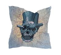 linomo Women's Chiffon Silk Scarf Steampunk Steam Sugar Skull Square Shawl Wrap Silk Like Scarf