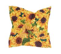 linomo Women's Chiffon Silk Scarf Sunflower Flower Butterfly Square Shawl Wrap Silk Like Scarf