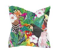 linomo Women's Chiffon Silk Scarf Tropical Leaves Parrot Toucan Square Shawl Wrap Silk Like Scarf