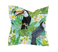 linomo Women's Chiffon Silk Scarf Tropical Palm Leaves Toucan Square Shawl Wrap Silk Like Scarf