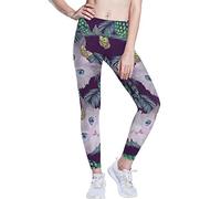 Linomo Women's High Waist Yoga Pants, Cat Butterfly Pineapple Workout Running Pants Yoga Leggings for Women
