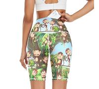 Linomo Women's High Waist Yoga Shorts, Cute Animal Monkey Workout Running Shorts Gym Cycling Shorts Yoga Leggings for Women Girls Multicoloured