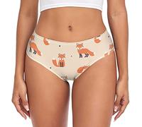 Linomo Womens Underwear Cute Animal Fox Pattern Briefs Hipster Panties for Women Girls Multicolor