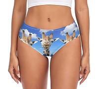 Linomo Womens Underwear Cute Animal Giraffe Face Briefs Hipster Panties for Women Girls