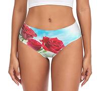 Linomo Womens Underwear Flower Rose Briefs Hipster Panties for Women Girls