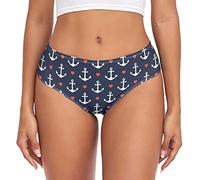 Linomo Womens Underwear Nautical Anchor Love Heart Briefs Hipster Panties for Women Girls Multicolor