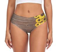 Linomo Womens Underwear Sunflower Wooden Briefs Hipster Panties for Women Girls Multicolor