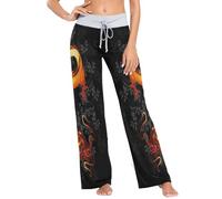 Linomo Women's Wide Leg Pajama Lounge Pants Vintage Dragon Pyjamas Bottoms Trousers Loungewear Nightwear Yoga Casual Pants