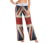 Linomo Women's Wide Leg Pajama Lounge Pants Vintage UK Flag Union Jack English England Pyjamas Bottoms Trousers Loungewear Nightwear Yoga Casual Pants
