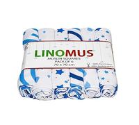 Linomus Muslin Squares-Pack of 6 (70 x 70 cm) -Soft, Absorbent & Breathable 100% Pure Cotton Muslin Cloths for baby-Ideal to Clean, Wipe & Cover Newborns-Light & Dark Blue Galaxy Theme