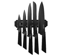 linoroso 5PCS Kitchen Knife Set with Magnetic Knife Holder for Wall, Ultra Sharp Kitchen Knives Set with Sheathes and Gift Box for Multipurpose Cooking with Ergonomic Handle